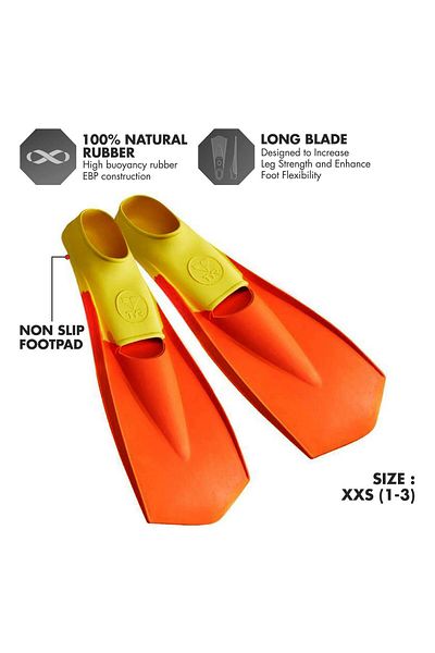 TYR Flexfins | Xx-small | Yellow/orange | Swim Fins | Swimming Training Equipment