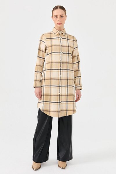 Esswaap Καρό Country Tunic σε χρώμα Camel