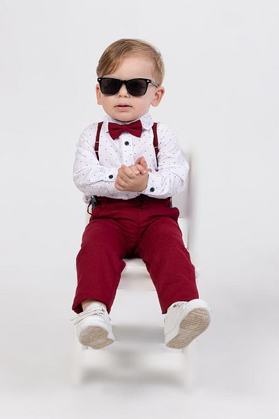 BİGÜMEX Striped Patterned Salopet 4-Piece Boy's Bodysuit Suit