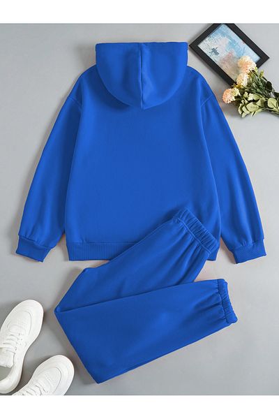 MODARİCH Set de trening oversize cu glugă cu imprimeu albastru Brooklyn USA Sax