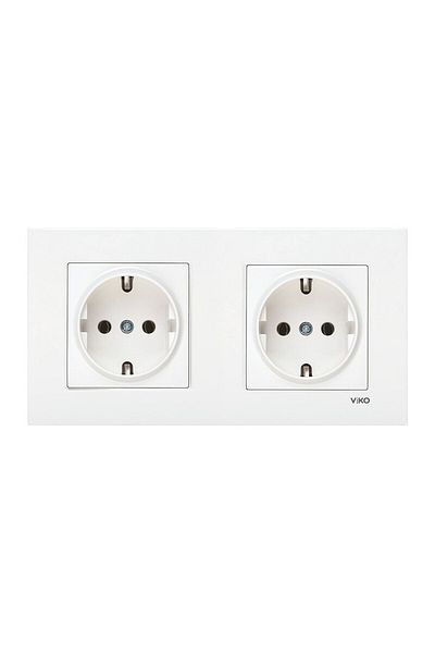 VİKO Viko Karre White (2 Pieces Soiled Socket and 1 Piece Double Frame)