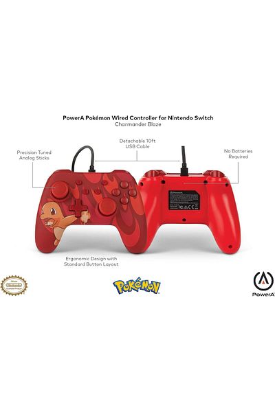Powera وحدة تحكم سلكية لجهاز Nintendo Switch - Blaze Charmande