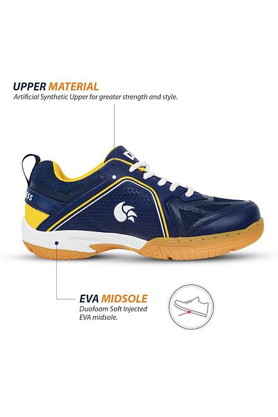 DSC Bolstr Badminton Shoes | Navy/yellow | Lightweight Sports Shoes | Size Uk 3