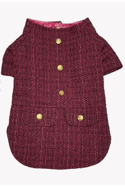 hepsipatili Claret Red Tweed Small Breed Dog Jacket