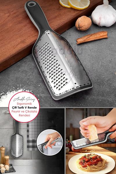 Anadolu Saray Ergonomic Design Steel Double Sided Lemon Cheese Garlic Chocolate Grater Multipurpose Hand Grater