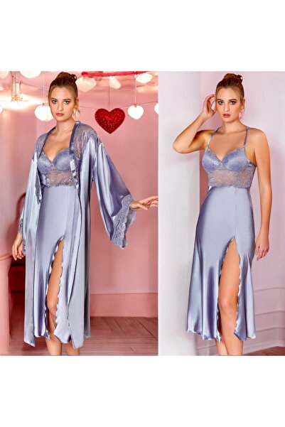 secret night 6 lı gecelik takımı sabahlık gecelik pijama alt üst ve şort ve askılı saten güpür detaylı çeyizlik