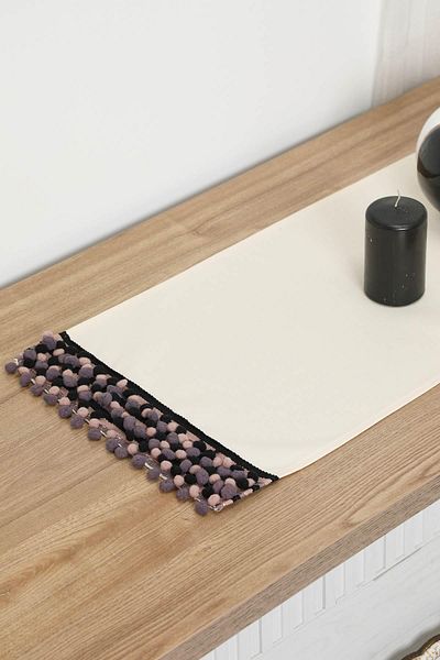 Aisha's Design عداء مقاس 120x40 سم مع بوم بوم ملون - R-61O