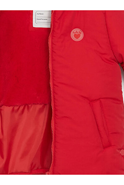 LC Waikiki Lcw Kids Blue Hooded Fur Lined Inflatable Coat for Girls