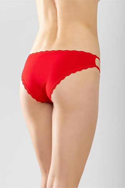 BAYKAR Pamuklu Pencere Detaylı Bikini Kesim Kadın Külot Kırmızı