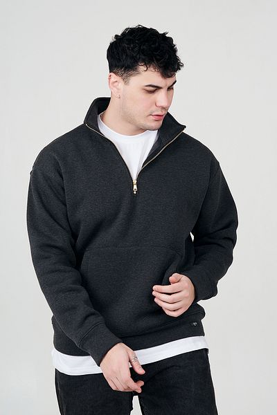 MBEY Hanorac oversize auriu cu fermoar, gri afumat