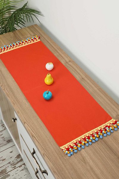Aisha's Design 120X40 cm Runner with Colorful Pompom - R-61O