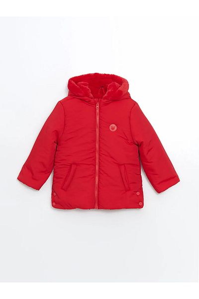 LC Waikiki Lcw Kids Blue Hooded Fur Lined Inflatable Coat for Girls