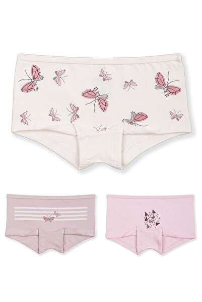 BAYKAR Детски памучни боксерки за момичета - 3-пакет 5342 Цветни