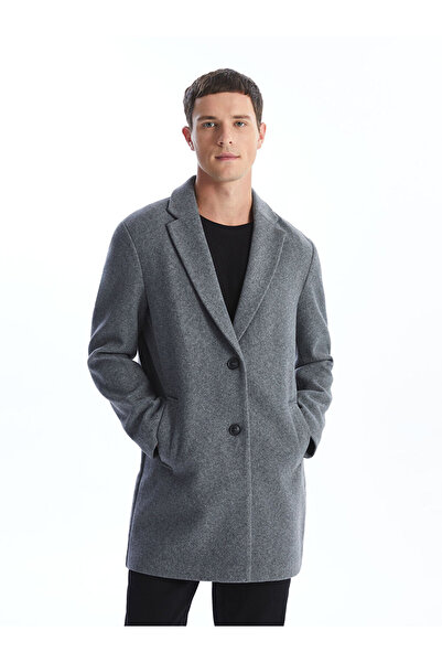 LC Waikiki Ανδρικό παλτό από καστανό ανθρακί με γιακά με καστανό ανθρακί