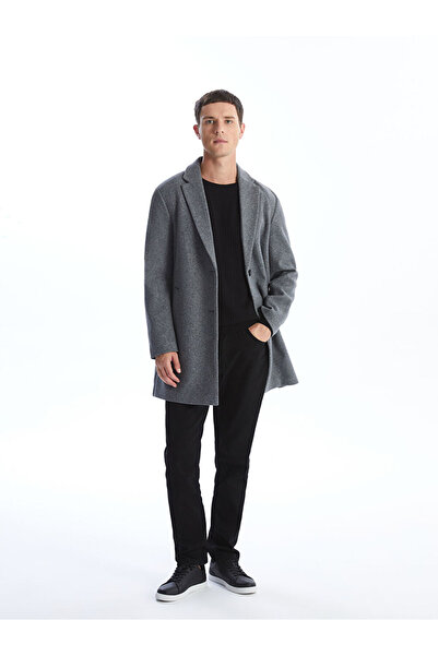 LC Waikiki Ανδρικό παλτό από καστανό ανθρακί με γιακά με καστανό ανθρακί