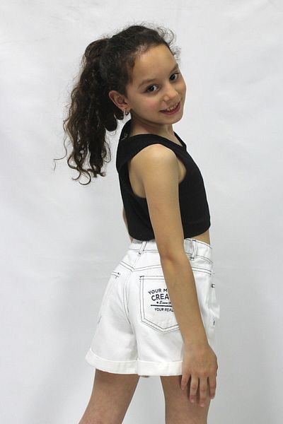 Ede Tekstil Girl's White Denim Shorts