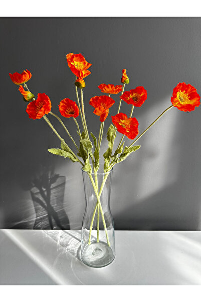 Luvienn Yapay 3 Adet Turuncu Gelincik-3 Dal Vazo Çiçeği