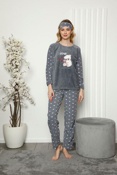 Akasya Women's Long Sleeve Pocket Fleece Pajama Set 01869