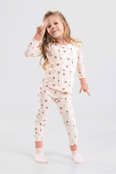 BAYKAR Σετ Πιτζάμες Κοριτσίστικες Μακρυμάνικο 9198 Κρεμ