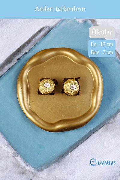 Evene Gold Colored Sugar Bowl Presentation Dragee - Decorative Plate Model 17