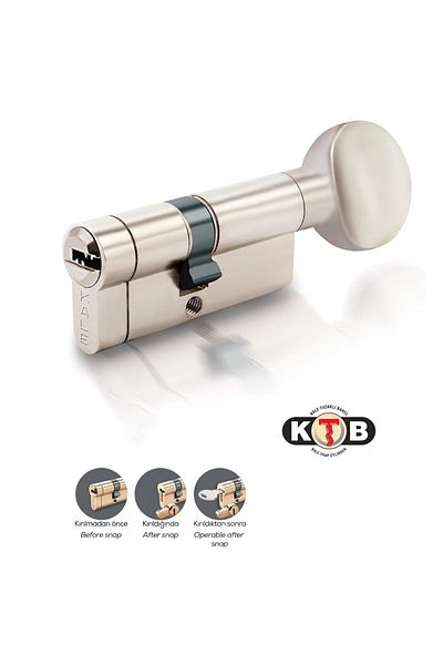 Kale Kilit 164 Ktbsm Nickel Lock Cylinder and Latch Core with Trap - 68 mm Barrel
