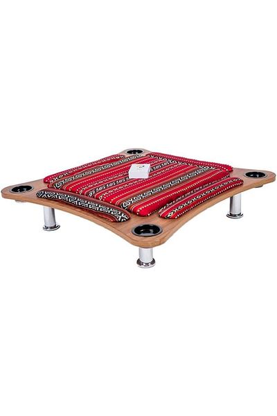 ALBADER Floor Wooden Ploot Play Cards Game Table Med-Size, Curved Wood Baloot Table 80 * 80 CM