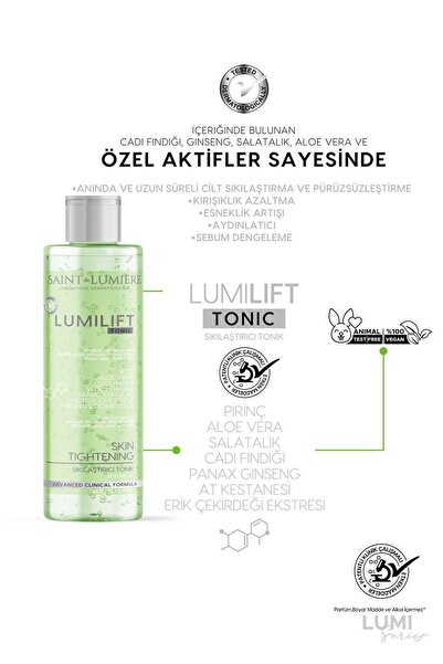 SAINT DE LUMIERE LUMILIFT Canlandırıcı, Gözenek Sıkılaştırıcı, Kırışıklık, Siyah Nokta ve Leke Karşıtı, Tonik 200ml