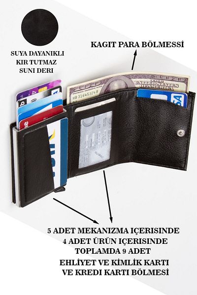 Newish Men's Red Aluminum Mechanical Card Holder Wallet with Coin Compartment