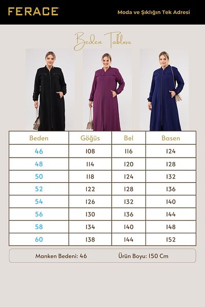 Ferace Women's Large Size Ayrobin Ferace Zippered and Long Neck