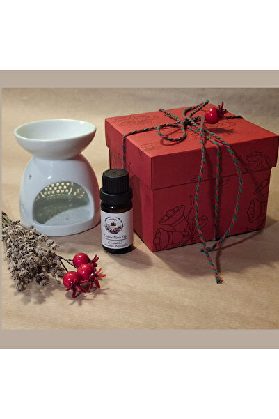 Lavanta Yağı Lavandula angustifolia (10ml) & Beyaz Seramik Baykuş Buhurdanlık Seti (Hediye Paketi)