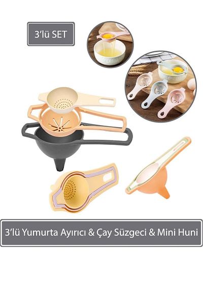 Bayev 3-Piece Egg Separator & Tea Strainer & Mini Funnel