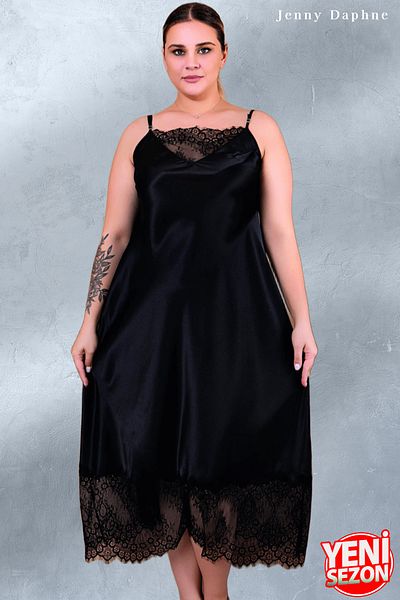 Jenny Daphne Δαντελωτό σετ μακρύ νυχτικό και ρόμπα σε μεγάλο μέγεθος