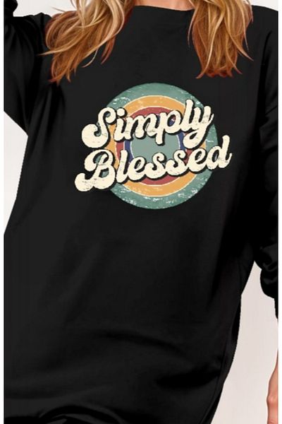 İpeksi Silky Women's Long Sleeve Crew Neck Lettered Viscose Two Thread Dress
