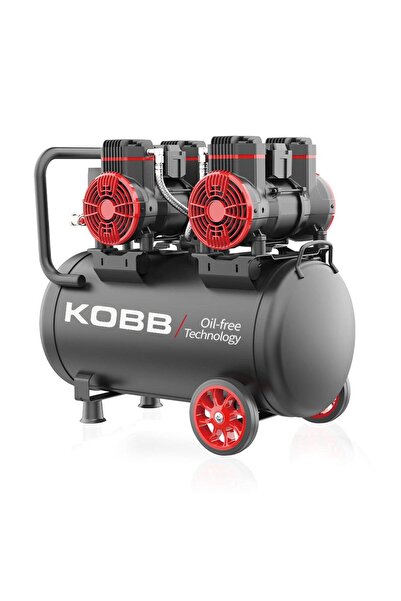 KOBB KBK50S2 4.0HP 50Lt 8Bar Çift Motorlu Yağsız Sessiz Taşınabilir Hava Komp...