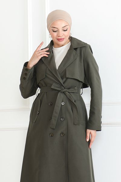KADEEM Elegant Trench Cotton & Haki