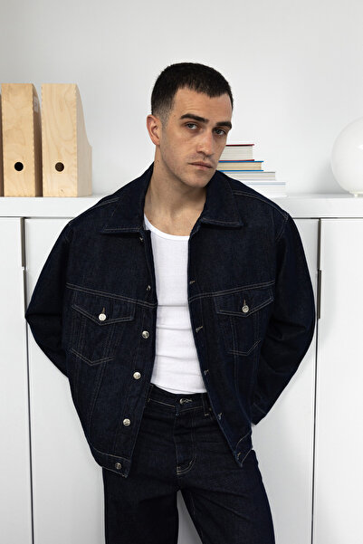 GIESTO Джинсова куртка темно-синього кольору