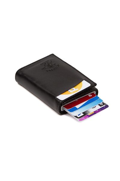 Newish Black Men's Card Holder - Aluminum, Mechanism, Paper Coin Compartment