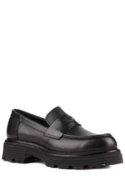 stato - Siyah Hakiki Deri Kadın Loafer 25-AD1120