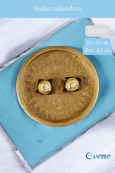 Evene Sugar Bowl Gold Color Presentation Cup Dragee Decorative Plate Model 6
