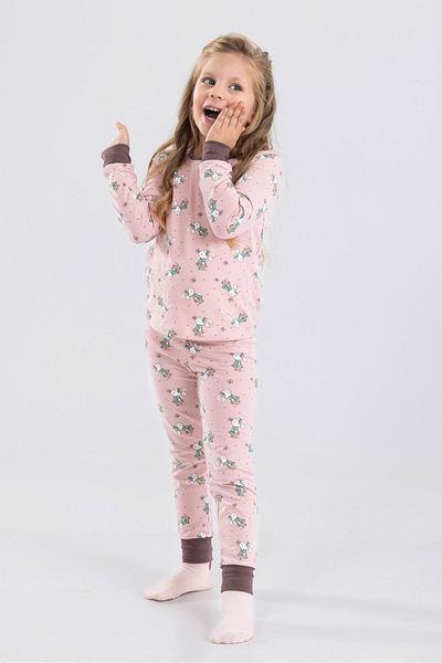 BAYKAR 9198 Model Dusty Rose Long Sleeve Pajamas Set for Girls