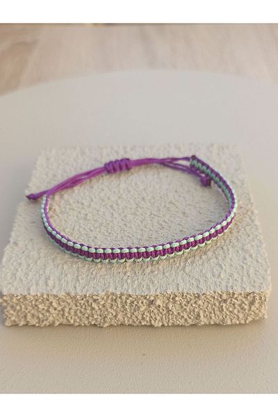 TREND Unisex Purple Green Braided Macrame Bracelet, String Bracelet, Braided Bracelet,