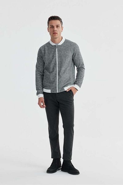 Jakamen Черно памучно колежанско сезонно палто Slim Fit