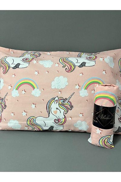 mihriban Single Unicorn Pattern Fitted Sheet Set Salmon 100X200 cm