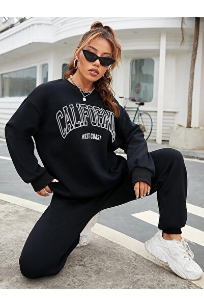 Mythologie Γυναικείο Σετ φόρμας με μαύρη καλιφόρνια στο κάτω μέρος, Oversize Crew Neck