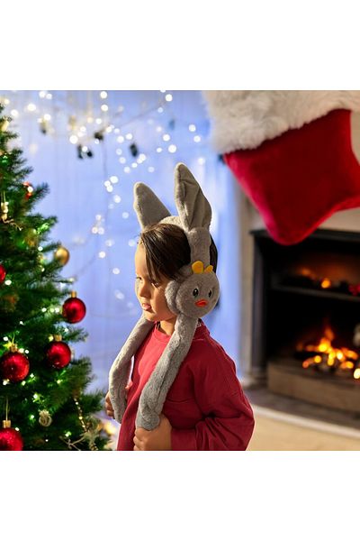 Voya Moving Plush Headset Headset with Playful Ears (Brown Beige)