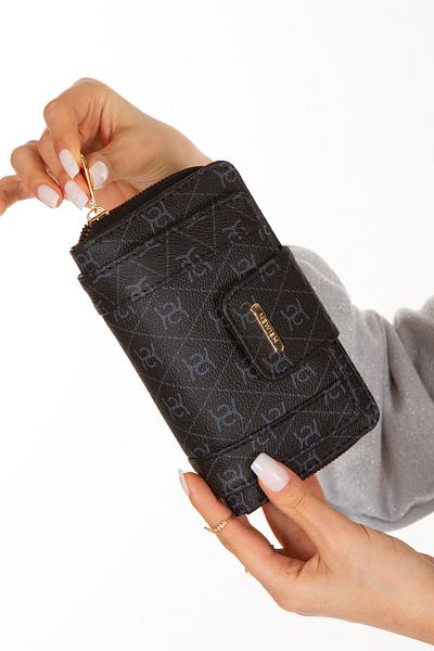 Newish Women's Black Wallet Card Holder with Paper Money Compartment. Useful Multi-Compartment Np Stylish Fashion