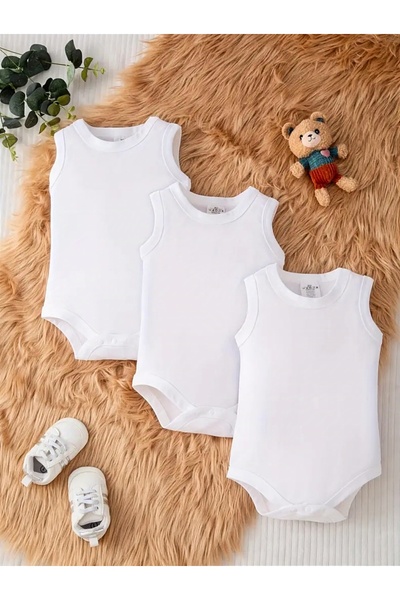 OMY 3'lü 0-6 Yaş Bisiklet Yaka Çıtçıtlı Body Zıbın Atlet Yenidoğan Çıkışı Kız Erkek Bebek&çocuk