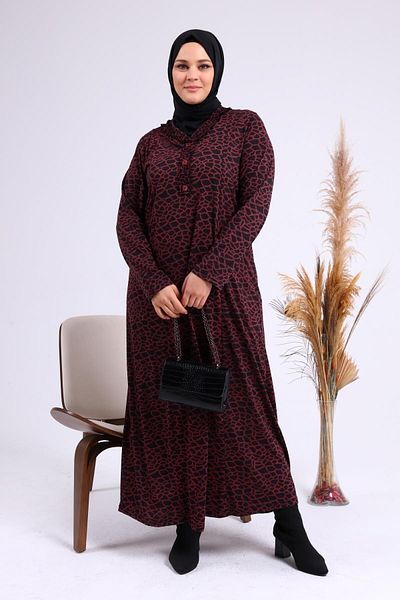 Ferace Rochie Casual damă Hijab Imprimare Leopard Rochie Marime Mari