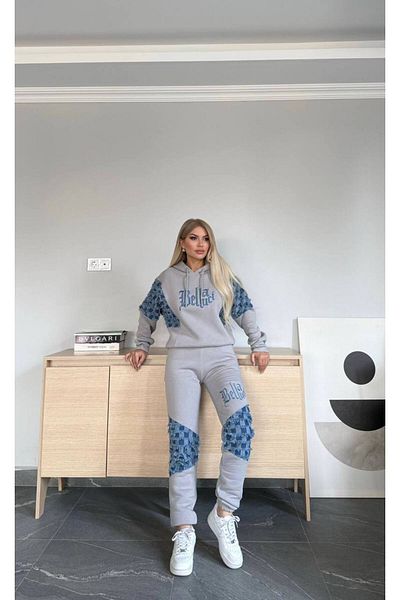 Bella Belluci Sporty Tracksuit Set with Three Thread Raster Denim Detail