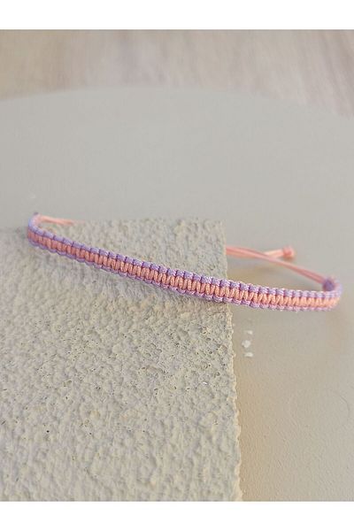 TREND Unisex Double Color Knitted Pink-Lilac Macrame String Bracelet, Gift Bracelet, Sports Bracelet